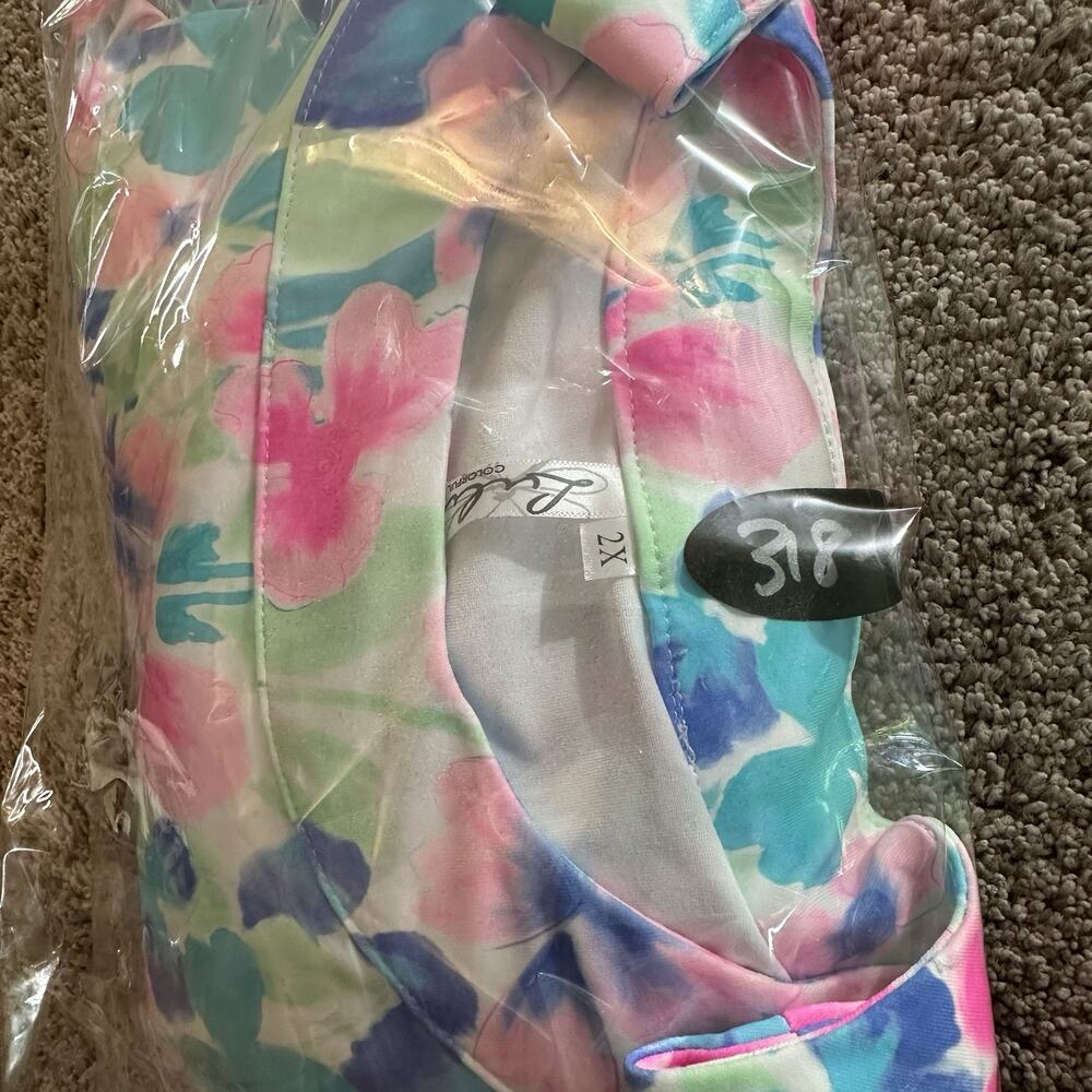 M Lulu B Colorful Floral Tank Dress UPF 50 Beach Resort Summer Dresses Sz 2X NEW - Picture 10 of 10